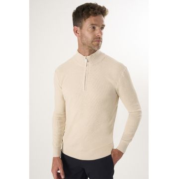 Pulover slim-fit cu fenta cu fermoar