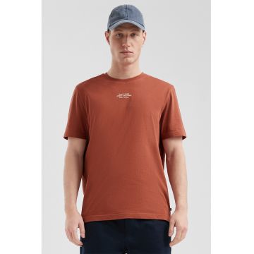 s.Oliver - Tricou de bumbac cu decolteu la baza gatului si text