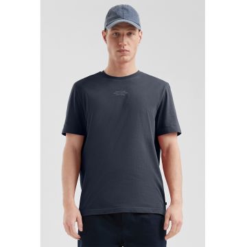 s.Oliver - Tricou de bumbac cu decolteu la baza gatului si text