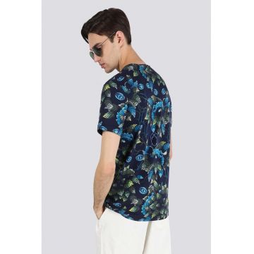 Tricou cu decolteu la baza gatului si imprimeu floral