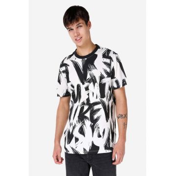 Tricou cu decolteu la baza gatului si imprimeu