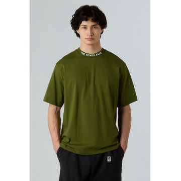 Tricou de bumbac cu decolteu la baza gatului