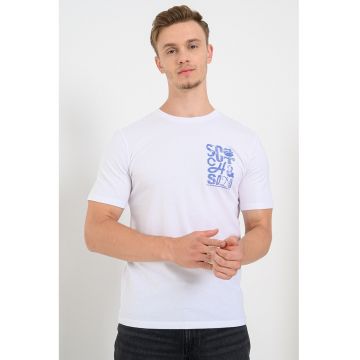 Tricou de bumbac organic cu logo pe piept