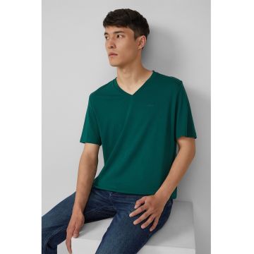 Tricou din bumbac cu decolteu in V