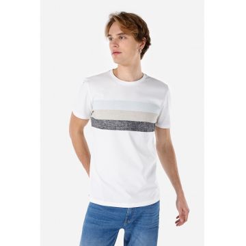Tricou din bumbac cu decolteu la baza gatului