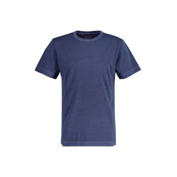 Tricou din bumbac cu decolteu la baza gatului si broderie logo discreta