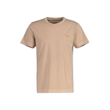 Tricou din bumbac cu decolteu la baza gatului si broderie logo discreta