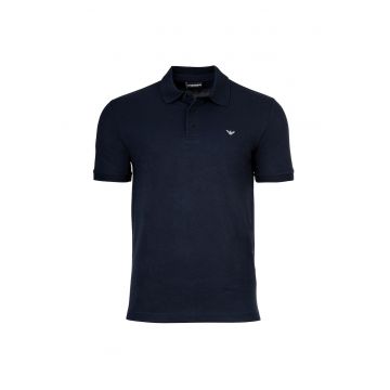 Tricou polo din amestec de bumbac cu logo discret
