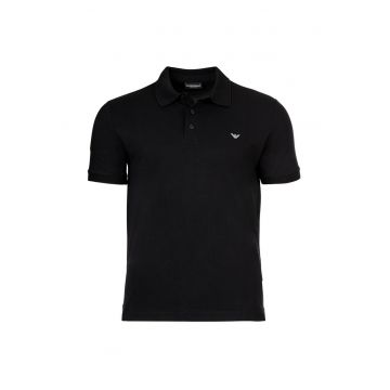 Tricou polo din amestec de bumbac cu logo discret
