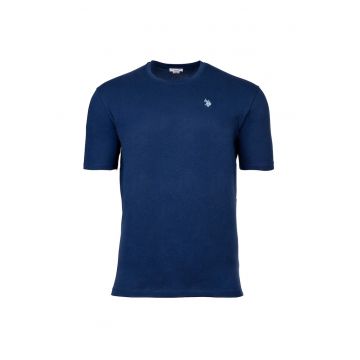 Tricou slim fit cu decolteu la baza gatului