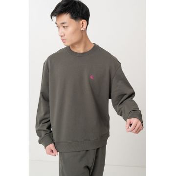 Bluza de trening din bumbac cu maneci usor cazute - Verde inchis