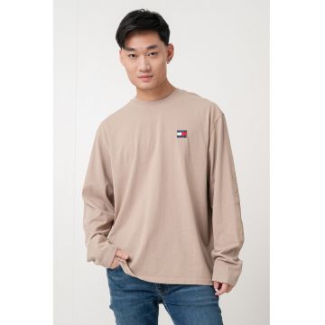 Bluza din bumbac cu decolteu la baza gatului