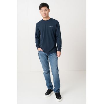Bluza slim fit cu decolteu la baza gatului