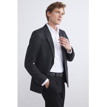 Sacou slim fit cu revere decupate