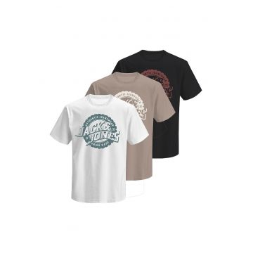 Set de tricouri cu imprimeu logo - 3 piese