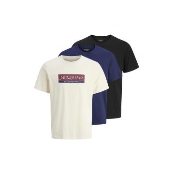Set de tricouri din bumbac cu imprimeu logo - 3 piese