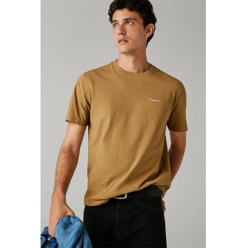 Tricou de bumbac cu decolteu la baza gatului