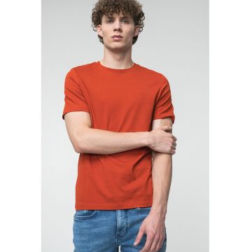 Tricou din bumbac cu decolteu la baza gatului