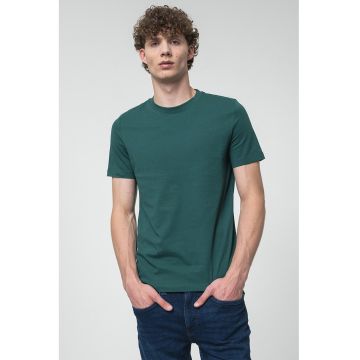 Tricou din bumbac cu decolteu la baza gatului