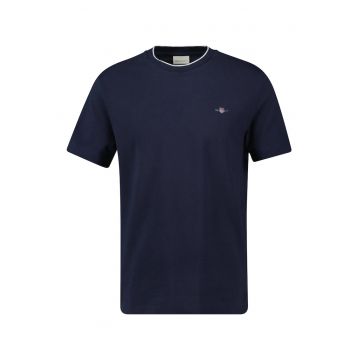 Tricou din bumbac cu decolteu la baza gatului