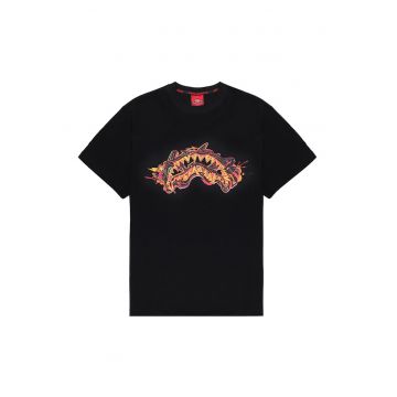 Tricou din bumbac cu imprimeu frontal si pe partea din spate