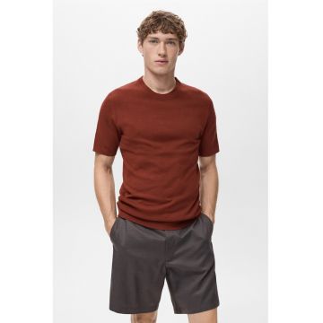 Tricou din tricot fin cu model uni