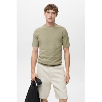 Tricou din tricot fin cu model uni