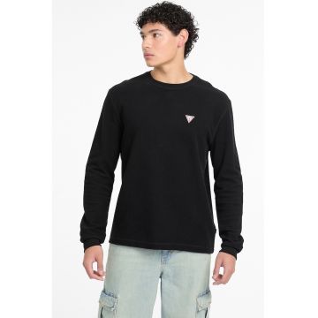 Bluza cu decolteu la baza gatului si aplicatie logo