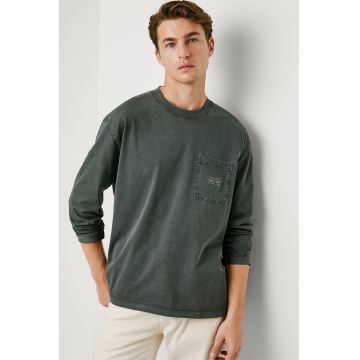 Bluza de bumbac cu buzunar pe piept