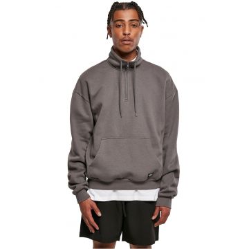 Bluza de trening din bumbac organic cu fermoar si buzunar kangaroo - Gri inchis