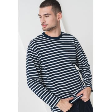 Bluza din amestec de bumbac organic cu model in dungi