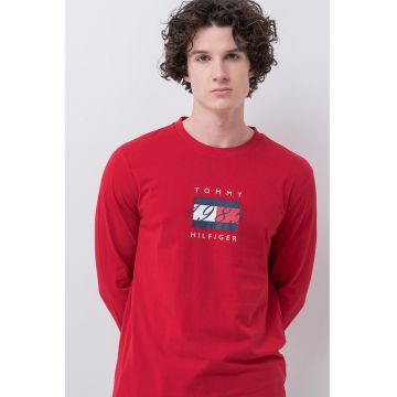 Bluza din bumbac cu maneci lungi si imprimeu logo