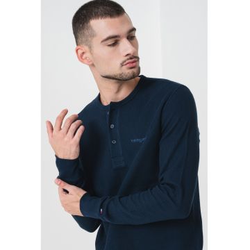 Bluza slim fit cu decolteu henley