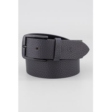 Curea lata de piele cu catarama metalica - Negru/Negru stins