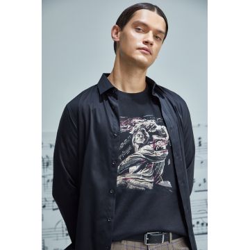 Medicine tricou din bumbac culoarea negru, cu imprimeu