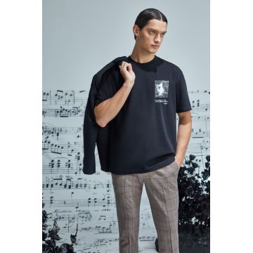 Medicine tricou din bumbac culoarea negru, cu imprimeu