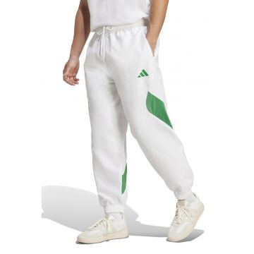 Pantaloni de trening cu model colorblock si snur de ajustare