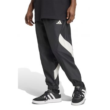 Pantaloni de trening cu model colorblock si snur de ajustare