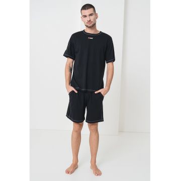 Pijama scurta din bumbac cu banda elastica in talie