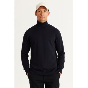 Pulover slim-fit cu guler inalt