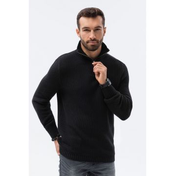 Pulover texturat cu guler inalt