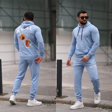 Trening barbati slim fit baby blue  Pantaloni + Hanorac  13354