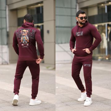 Trening barbati slim fit grena  Pantaloni + Hanorac  13349