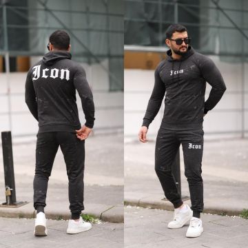 Trening barbati slim fit gri inchis   Pantaloni + Hanorac  13351