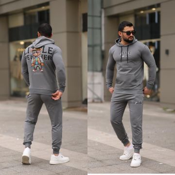 Trening barbati slim fit gri  Pantaloni + Hanorac  13349
