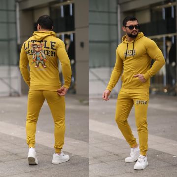Trening barbati slim fit mustar  Pantaloni + Hanorac  13349