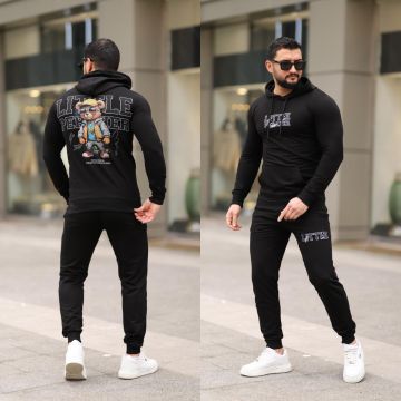 Trening barbati slim fit negru  Pantaloni + Hanorac  13349