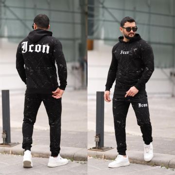 Trening barbati slim fit negru   Pantaloni + Hanorac  13351