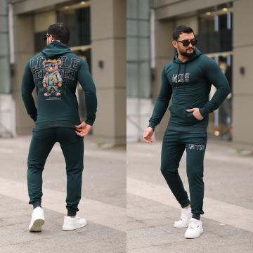 Trening barbati slim fit verde  Pantaloni + Hanorac  13349