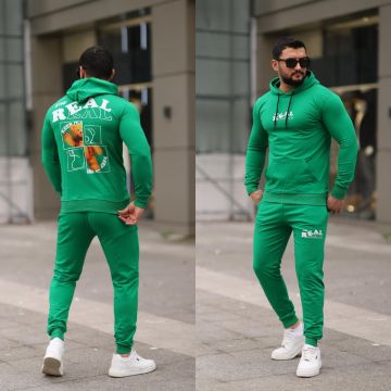 Trening barbati slim fit verde  Pantaloni + Hanorac  13354